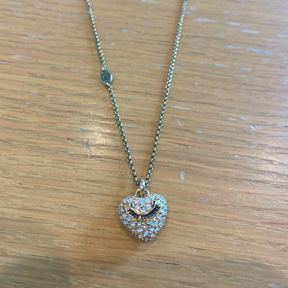 Juicy Couture Gold Rhinestone Heart Necklace